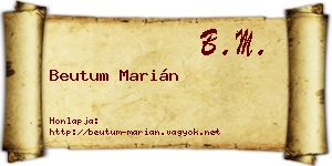 Beutum Marián névjegykártya